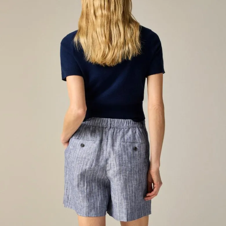 6" Harbor short in striped linen