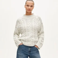 2025 Rollneck™ cable-knit sweater in marled heritage cotton
