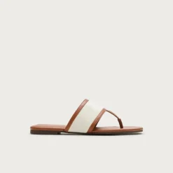 Audrey thong sandals in canvas and leather