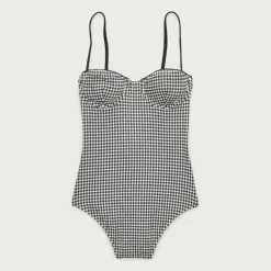 Balconette underwire one-piece in gingham