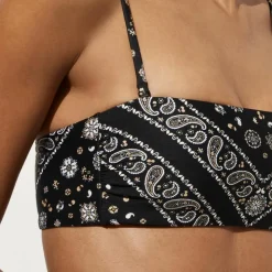 Bandeau bikini top in bandana-print Classic Sculpt™