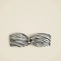 Bandeau jacquard bikini top with O-ring