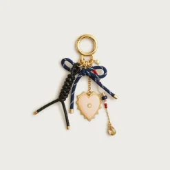 Beaded heart bag charm
