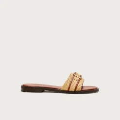 Belted woven-strap sandals