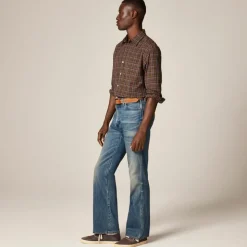 Bootcut creased jean in vintage medium wash