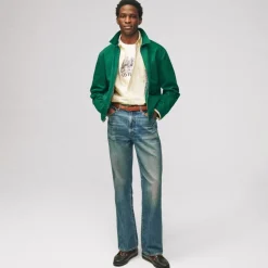 Bootcut creased jean in vintage medium wash