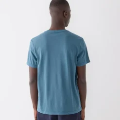 Broken-in short-sleeve V-neck T-shirt