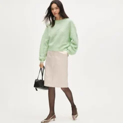 Brushed cashmere blouson-sleeve sweater