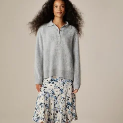 Brushed cashmere rugby sweater