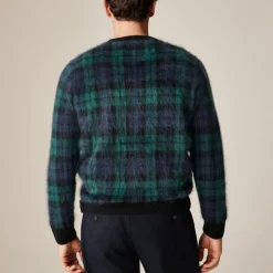 Brushed cashmere sweater in Black Watch tartan