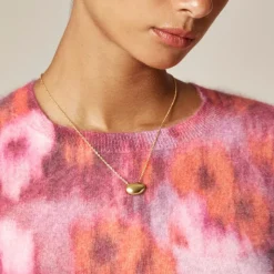 Brushed cashmere T-shirt in watercolor floral print