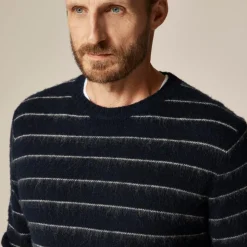 Brushed wool sweater in stripe