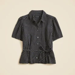 Button-up tie-waist shirt in floral print