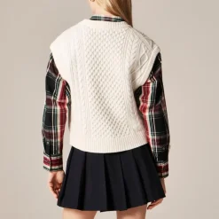 Cable-knit shell in wool blend