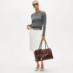 Carolyn fitted crewneck sweater in polka-dot merino wool