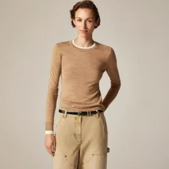 Carolyn layered crewneck sweater in merino wool