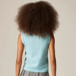Cashmere cable-knit sweater shell with contrast trim