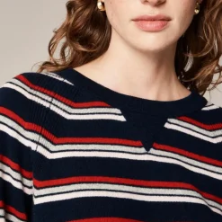 Cashmere crewneck sweatshirt in stripe