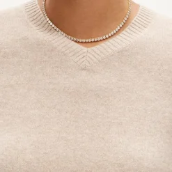 Cashmere high V-neck sweater