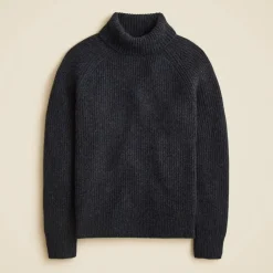 Cashmere ribbed turtleneck sweater with marled yarns