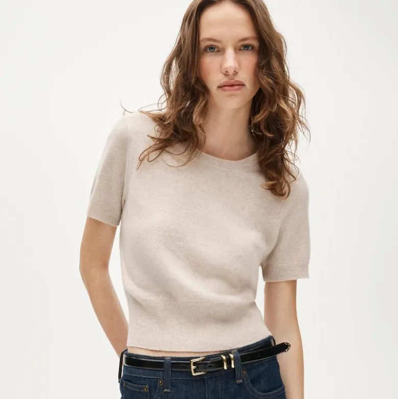 Cashmere shrunken T-shirt