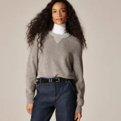 Cashmere waffle-stitch crewneck sweatshirt