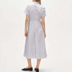 Cerise shirt-dress in striped cotton poplin