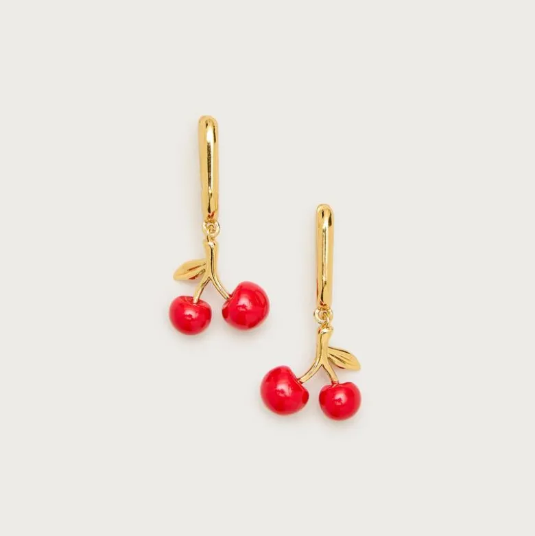 Cherry hoop earrings