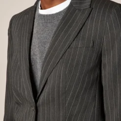École blazer in striped Italian gauzy wool blend