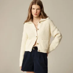 Collared crewneck cardigan
