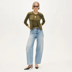 Collection crewneck cardigan in merino wool with embellishments