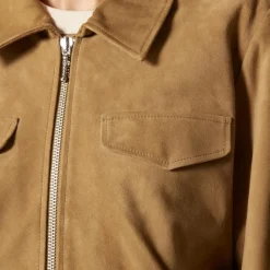 Collection cropped flight jacket in suede