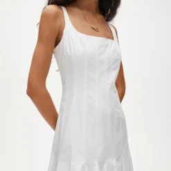 Collection drop-waist dress in cotton poplin