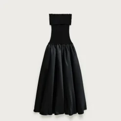 Collection foldover mixy dress in duchesse satin