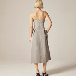 Collection pleated evening dress in taffeta