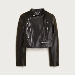 Collection shrunken leather moto jacket
