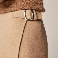 Collection wool-cashmere blend mini skirt with buckle detail