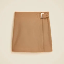 Collection wool-cashmere blend mini skirt with buckle detail