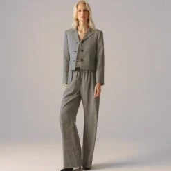Cosmo pant in plaid Italian gauzy wool blend