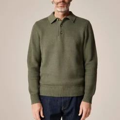 Cotton racking-stitch sweater-polo