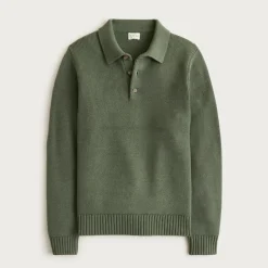 Cotton racking-stitch sweater-polo