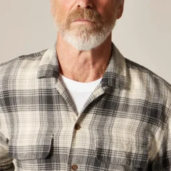 Cotton-hemp blend twill camp-collar shirt