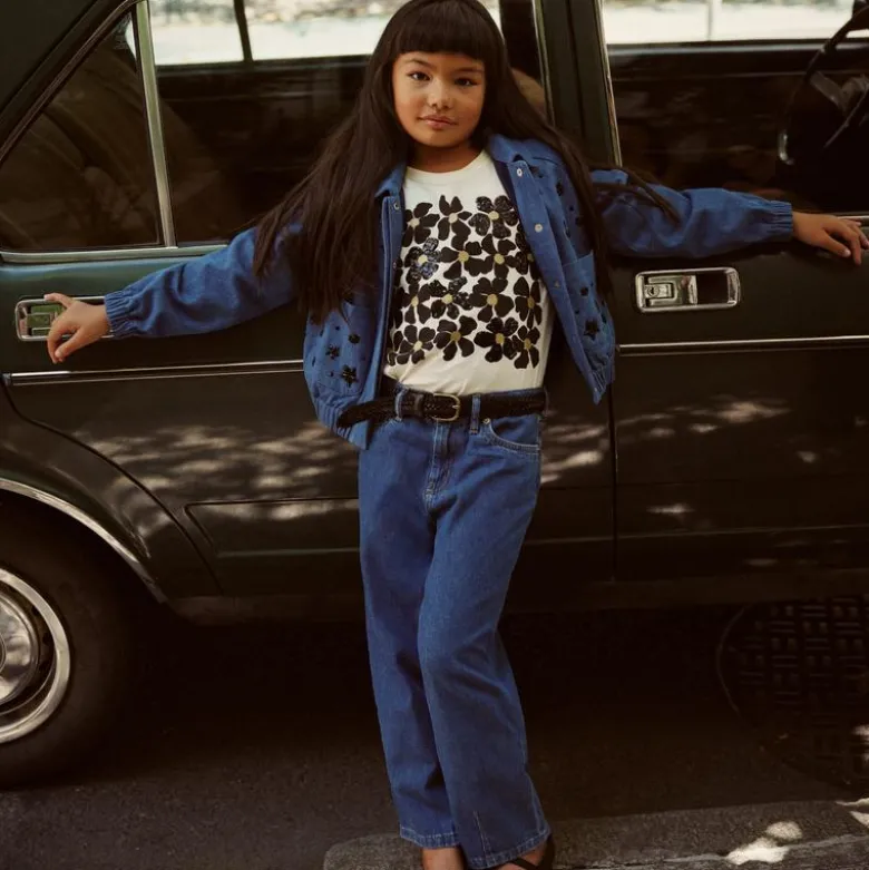 Crewcuts Collection embellished cropped jacket in drapey denim