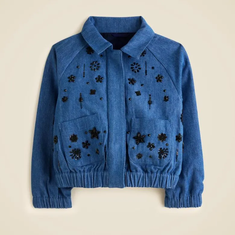 Crewcuts Collection embellished cropped jacket in drapey denim