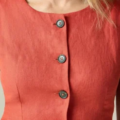 Crewneck vest in linen
