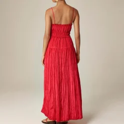 Crinkled ruffle-trim dress