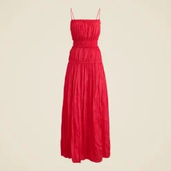 Crinkled ruffle-trim dress