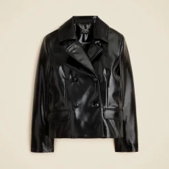 Cropped peacoat in faux patent leather