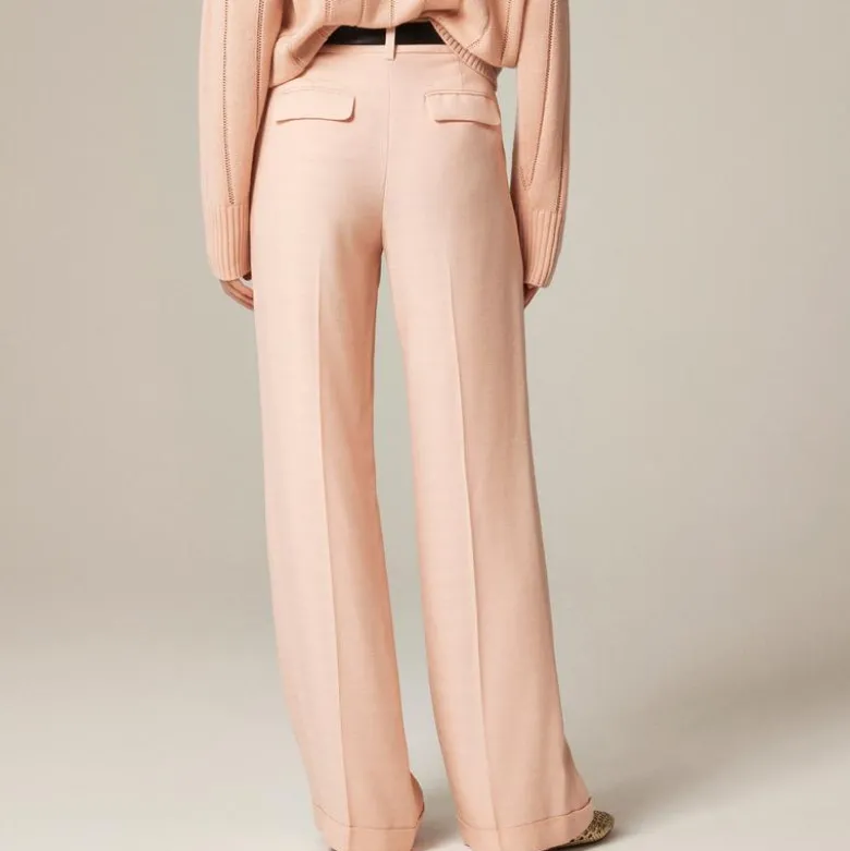 Cuffed wide-leg trouser in luster canvas