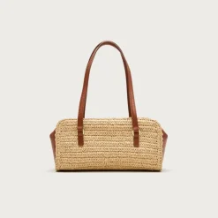 Delphine handknotted shoulder bag in straw